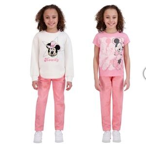 Disney Minnie Mouse kids 3 piece denim set Set - Pink and Cream
